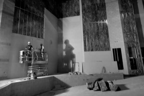 SHS auditorium side sound walls SHS auditorium side sound walls