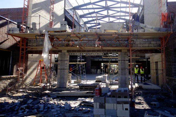 SHS main entry, from west SHS main entry, from west