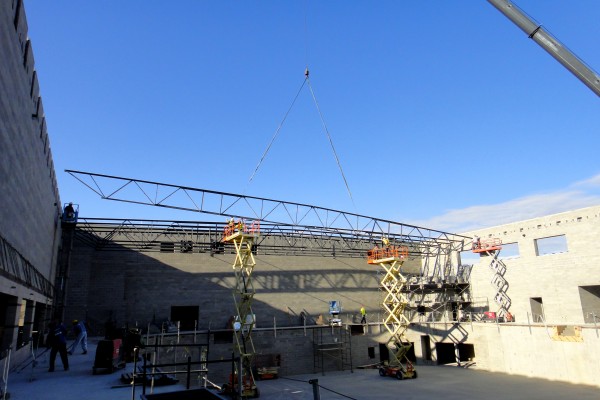 SHS placing trusses, Main Gym SHS placing trusses, Main Gym