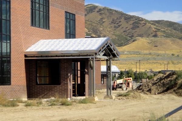 entrance to south classroom wing from fields entrance to south classroom wing from fields